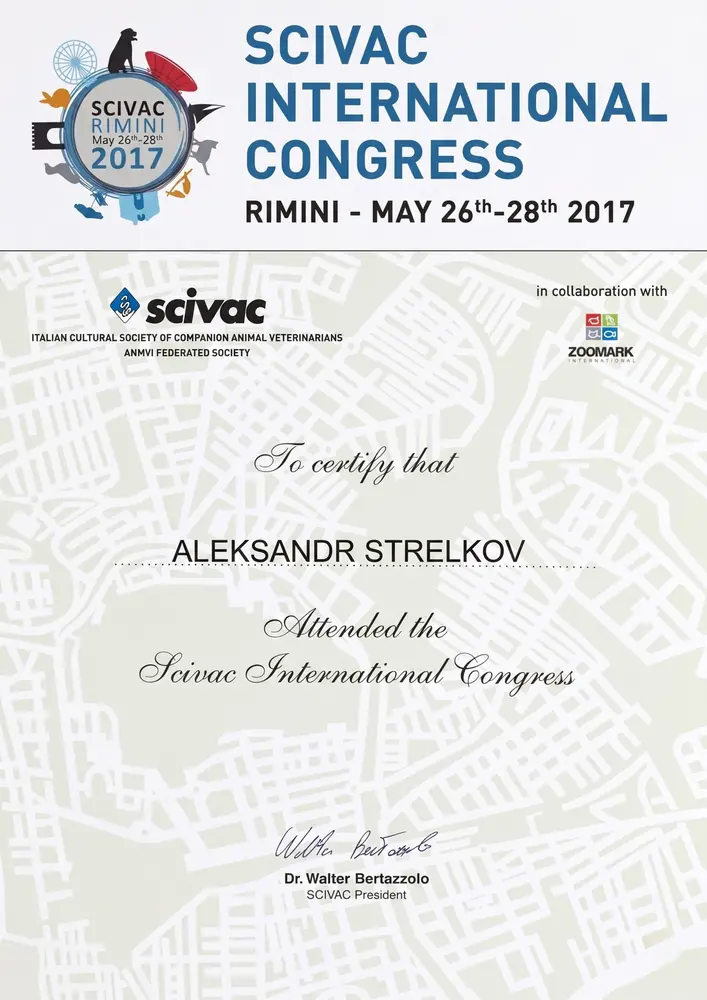 Veterinary conference participation certificate 2