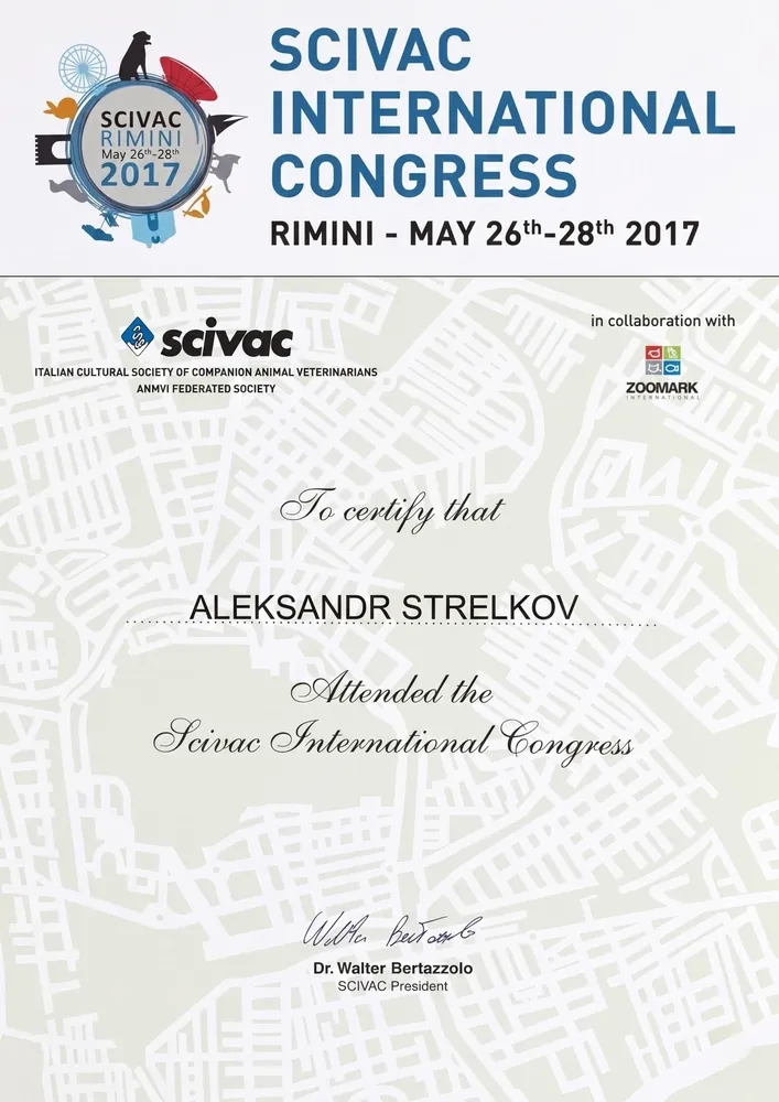 Veterinary conference participation certificate 2